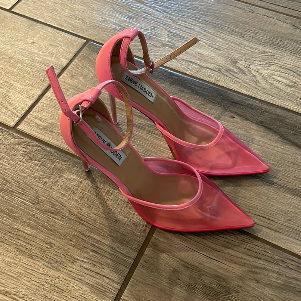Steve Madden pink hot pink clear see through pumps size 7.5 worn once